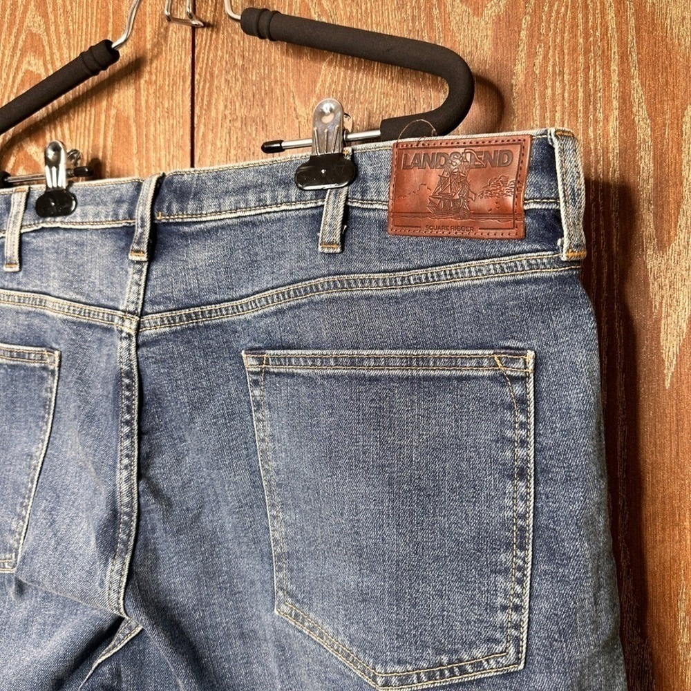 Lands End Square Rigger Traditional Fit Mens Jeans Blue Denim 42x32 Straight Leg - Picture 6 of 7